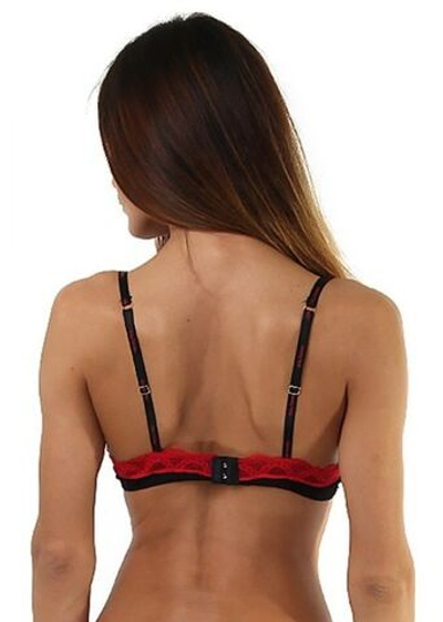 Бюстгальтер с пуш-ап и шнуровкой на чашечках (Размер: 38C) (Цвет: красный с черным)