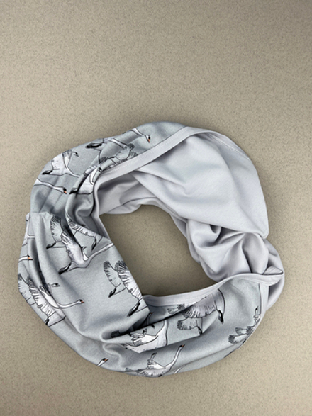 Плед 2-х сторонний LooJoo Журавли / Серый шелк