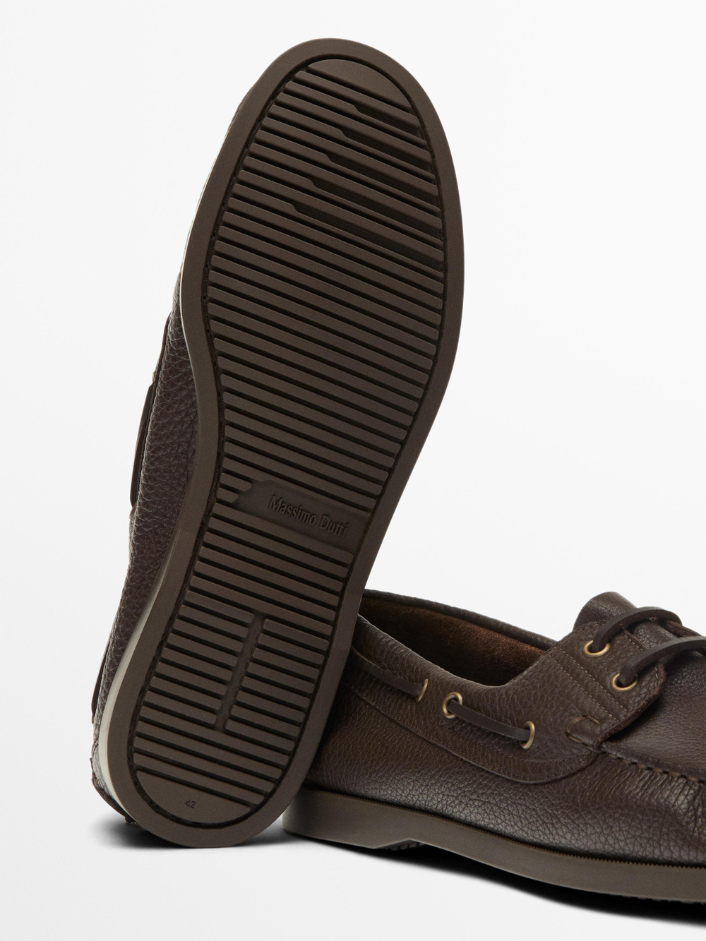 Massimo Dutti Кожаные лодочные туфли, коричневый