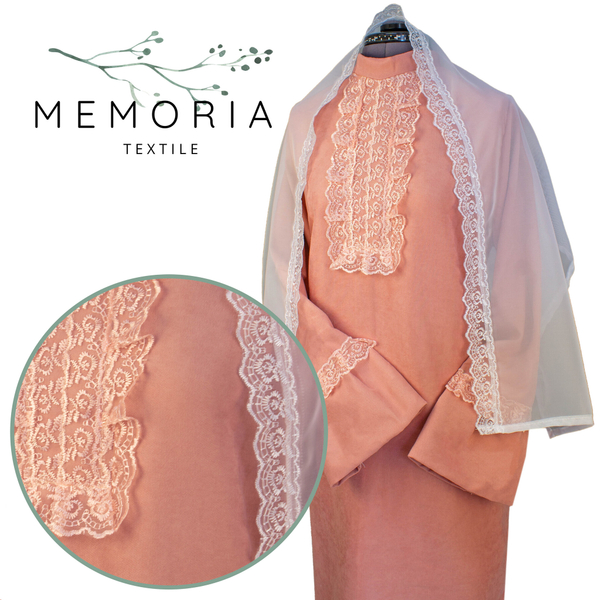 Платье ритуальное "Элит-2" с шарфом персиковое (трикотаж)