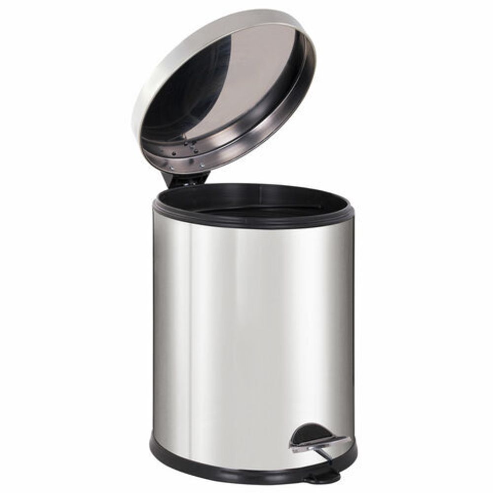 Ведро мусорное с педалью 12 литров "Classic Plus", ЗЕРКАЛЬНОЕ, нержавеющая сталь, со съемным внутренним ведром, LAIMA, ТУРЦИЯ, 608113