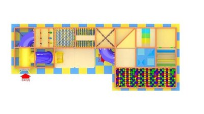 Детский игровой лабиринт «Карлсон» 34,5 м² (9,6*3,6*2,5м)