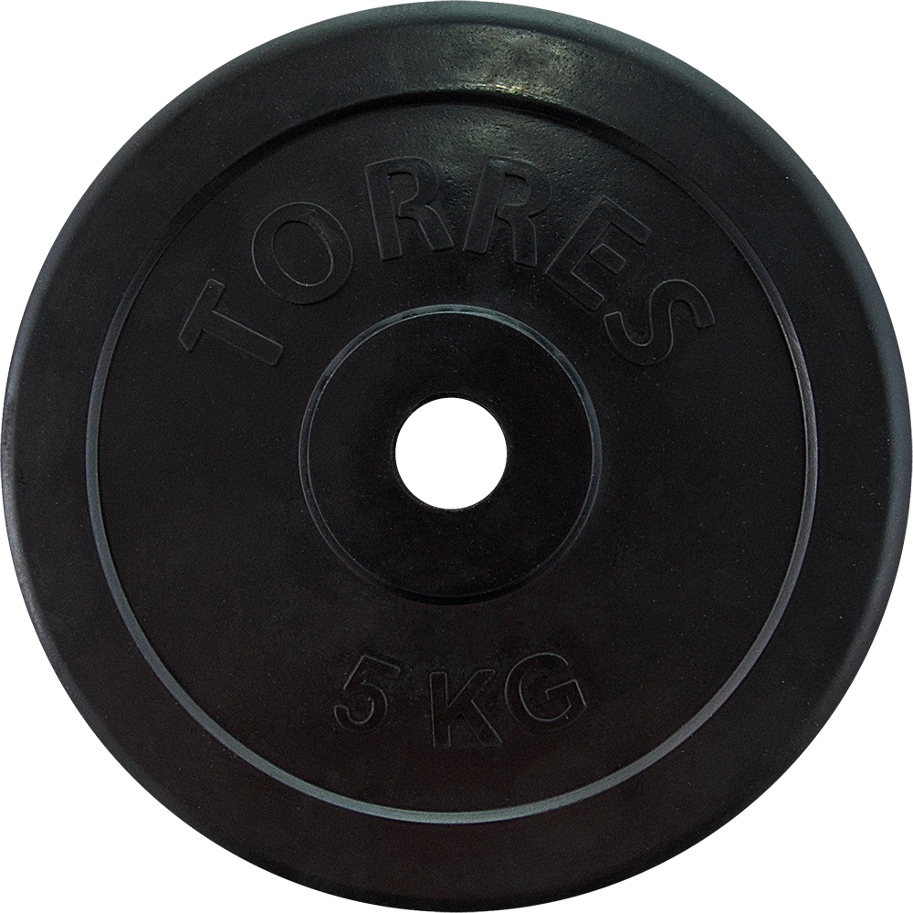 Диск обрезиненный TORRES PL50705, вес 5кг., диаметр 25мм.
