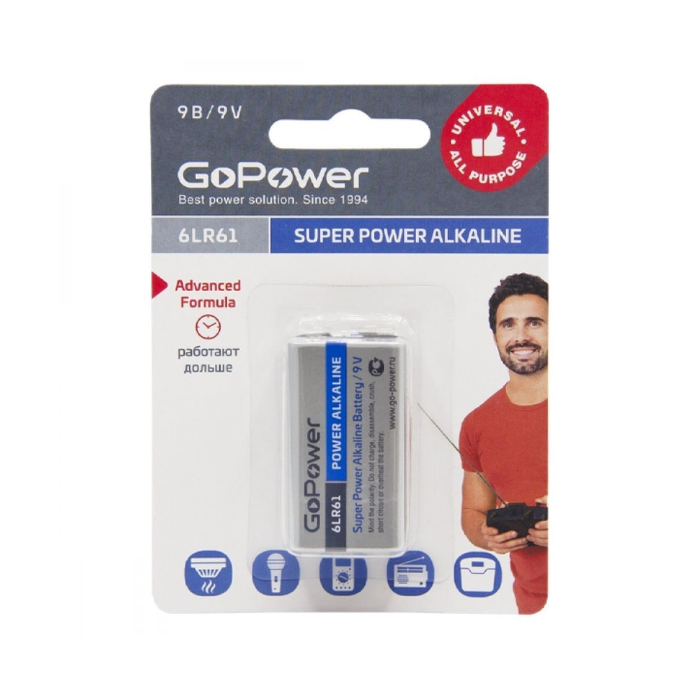 GoPower крона  6LR61уп.10Alkaline