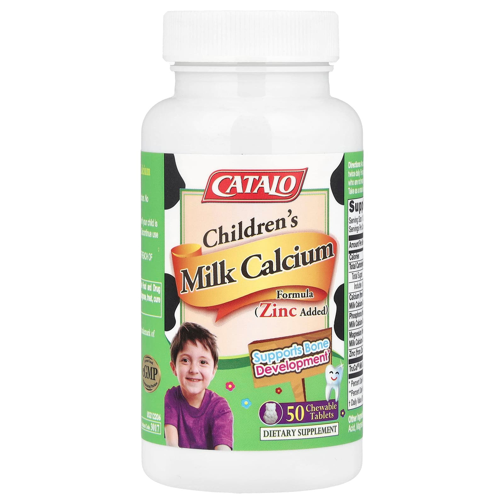 CATALO, Children's Milk Calcium Formula, цинк, 50 жевательных таблеток