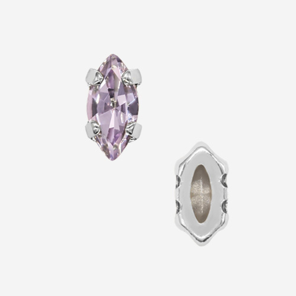 Кристалл Маркиз (Marquise Fancy Stone) в цапах, оттенок "Violet", 6*3мм, родирование