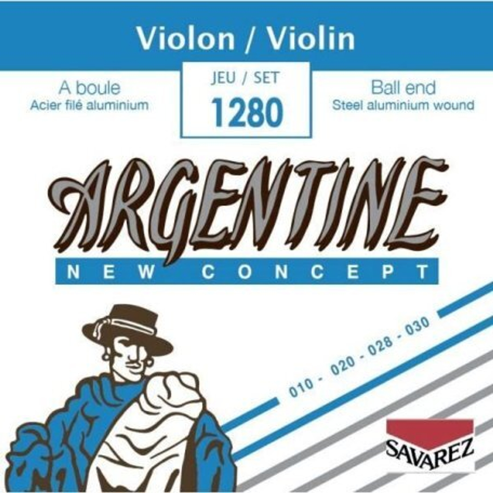 Savarez 1280 Струны для скрипки среднего натяжения, сталь, алюминиевая оплетка. Шарик на концах струн.