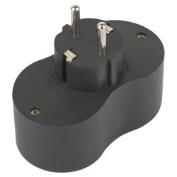 Разветвитель электрический ЭРА SPx-2e-B на 2 розетки с заземлением 16А черный