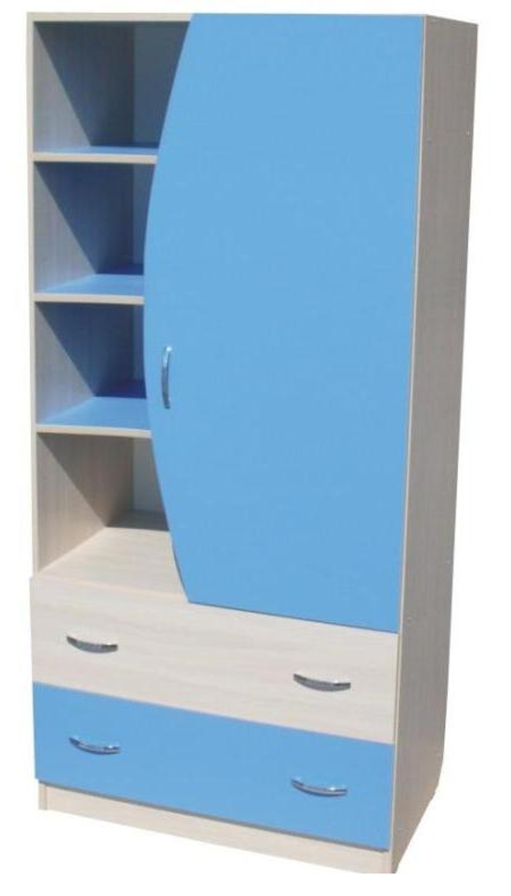 Шкаф КарИВи Мартин   Дуб Молочный Светло-синий, голубой