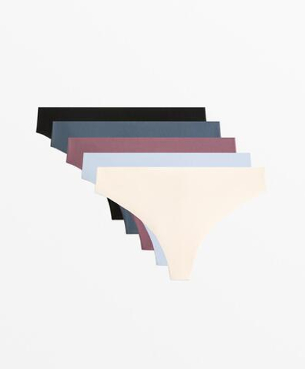 OYSHO Набор из 5 пар трусов-стрингов, розовый/лиловый