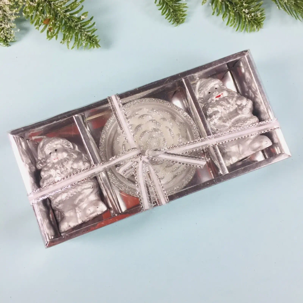 Свечи новогодние «Новогодний вечер» 18*9 см (набор 5 шт), серебро