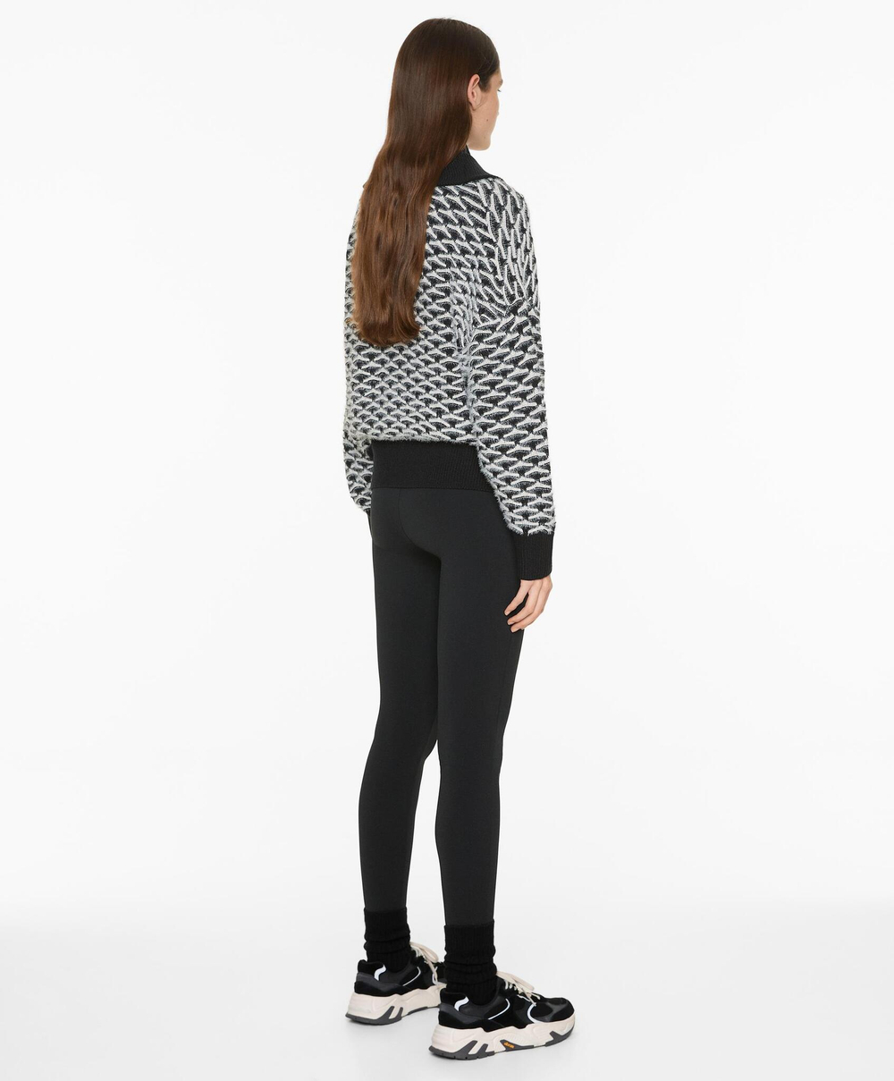 Oysho Свитер из трикотажа с застежкой-молнией, черный