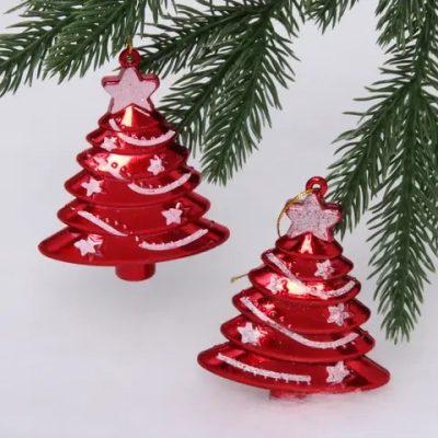 Елочные игрушки «Сказочная ёлочка» 8 см (набор 2 шт), Красный