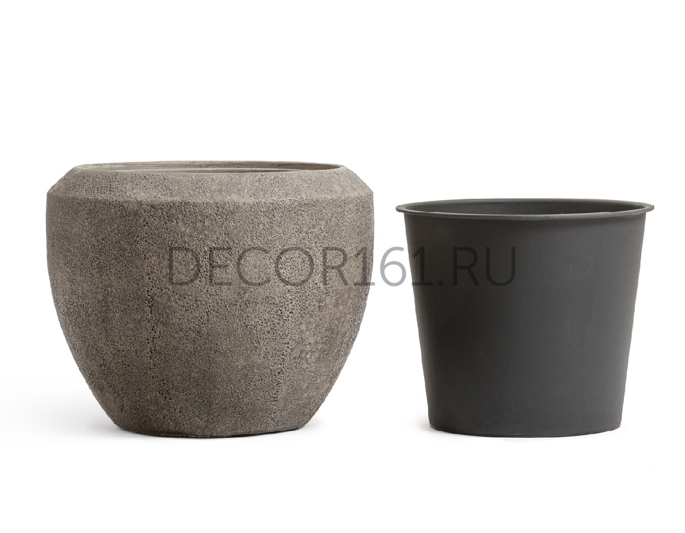 Кашпо TREEZ Effectory Volcano Чаша Design Серо-коричневый туф в-33 см, д-40 см 41.3321-11-067-LBR-40