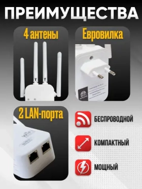Усилитель WiFi сигнала 2,4/5 ГГц / Репитер Wi-Fi до 300 Мбит/с