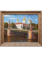 Картина маслом "Пикалов мост и Никольский Морской собор" Шихов