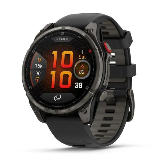 Умные часы Garmin Fenix 8 Pro AMOLED 47 мм, сапфировое стекло, титановый корпус Carbon Gray DLC, черно-серый ремешок