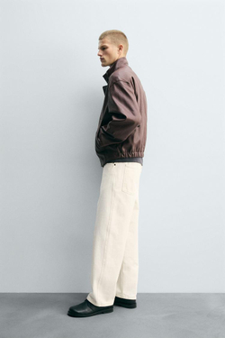 ZARA КУРТКА ИЗ ТЕКСТУРНОЙ ИСКУССТВЕННОЙ КОЖИ, БОРДОВЫЙ