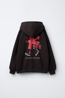 ZARA ХУДИ С ПРИНТОМ, ШОКОЛАДНЫЙ