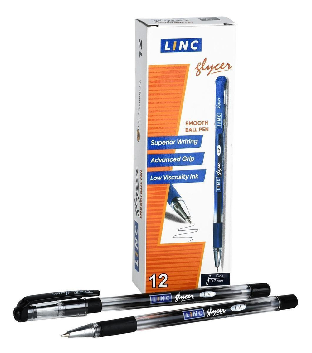 Ручка шариковая 0,7мм черная "Glycer" (Linc)