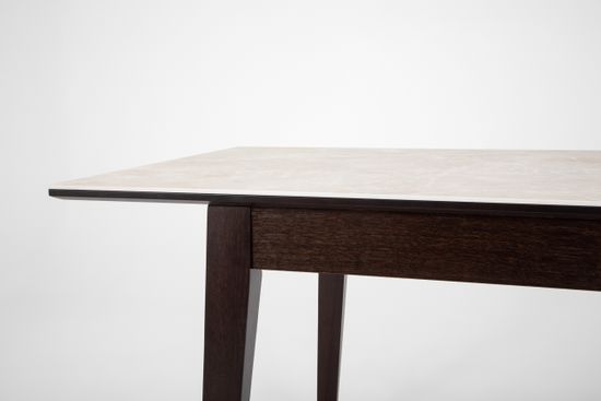 Стол Франк-М (дуб/нога светлый дуб с чёрной патиной/столешница керамика черный мрамор)