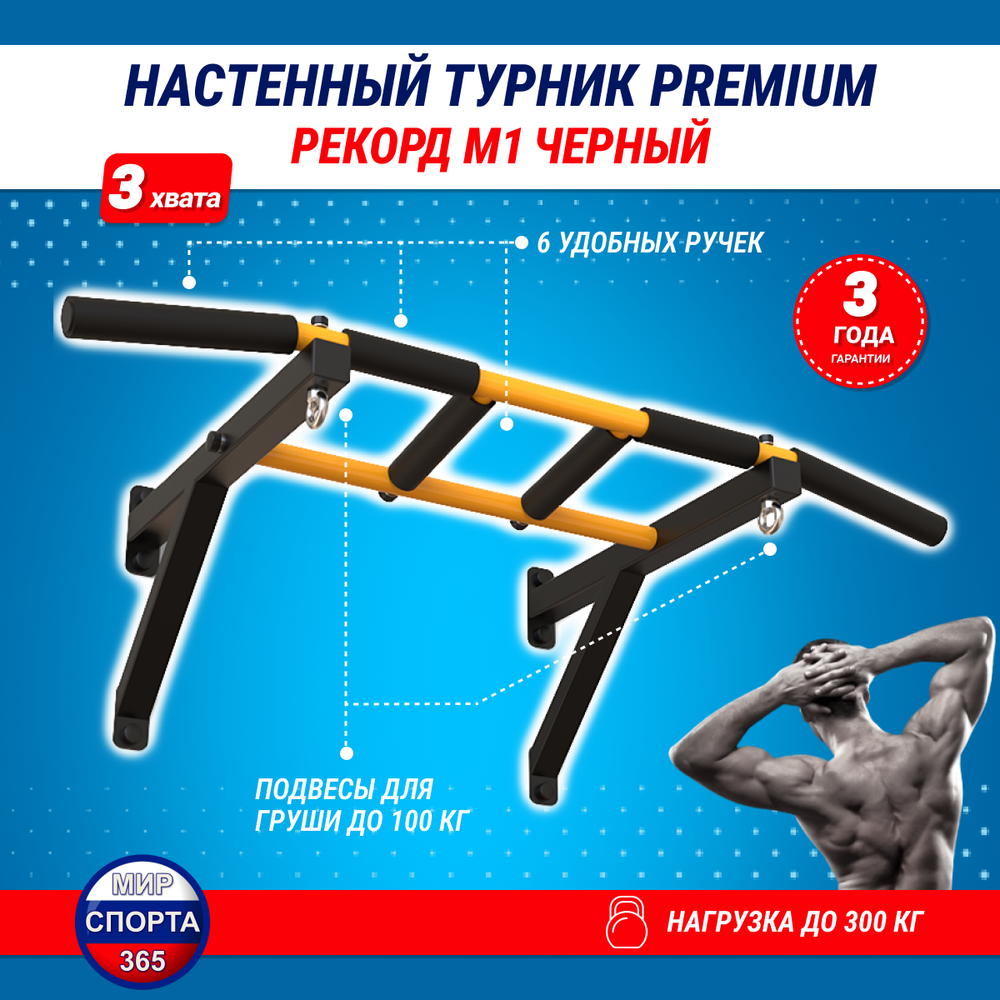 Турник настенный &quot;Рекорд M1&quot;, черный