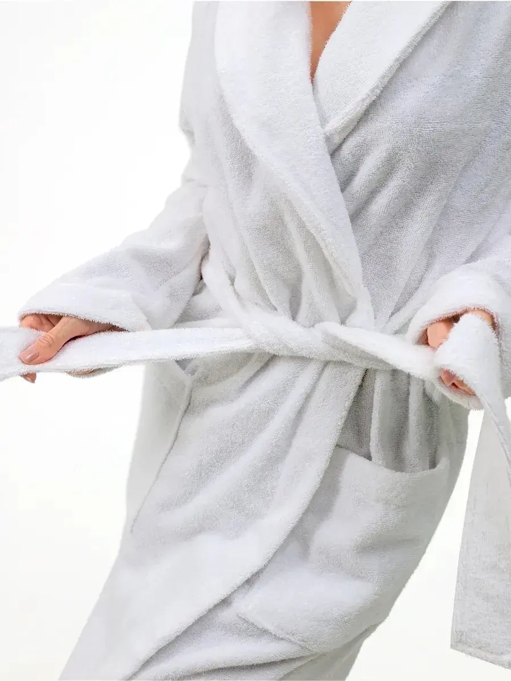 Халат гостиничный махровый "Элит" с воротником шалькой, цвет: 024-Белый