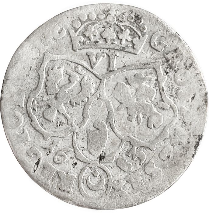 6 грошей 1683 Польша, Герб Лелива - полумесяц и звезда