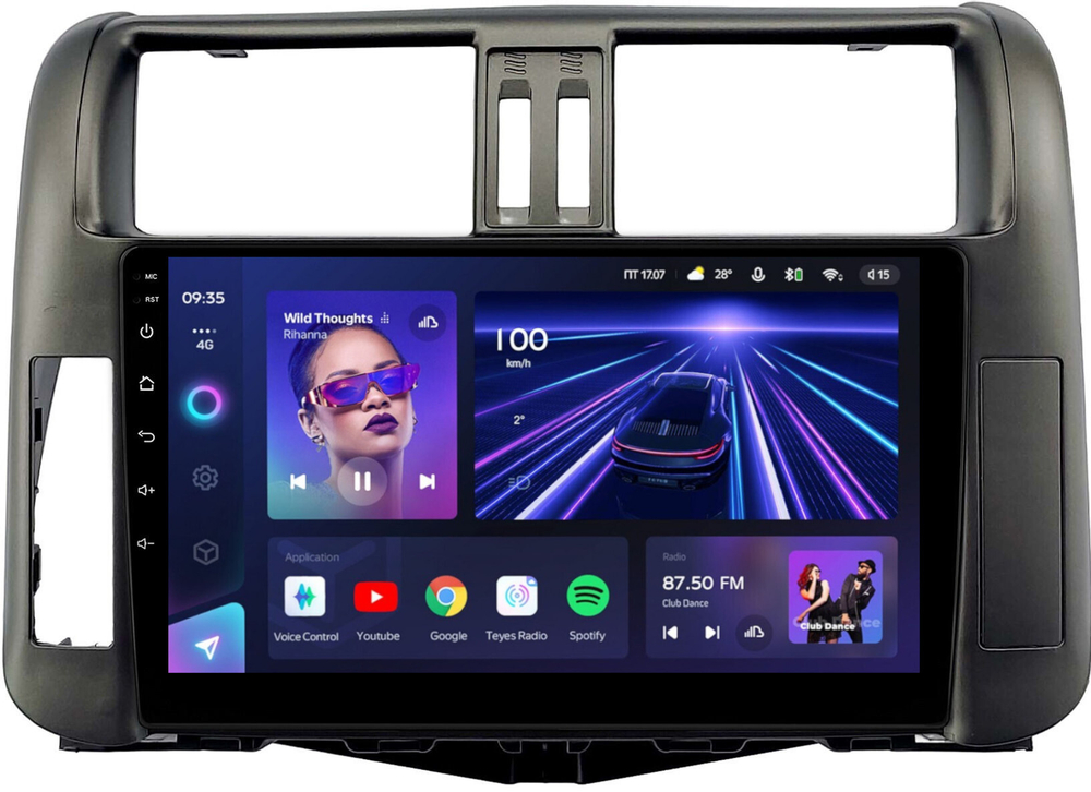 Магнитола для Toyota Land Cruiser Prado 150 2009-2013 (рамка графит) - Teyes CC3L на Android 10, 8-ядер, CarPlay, 4G SIM-слот