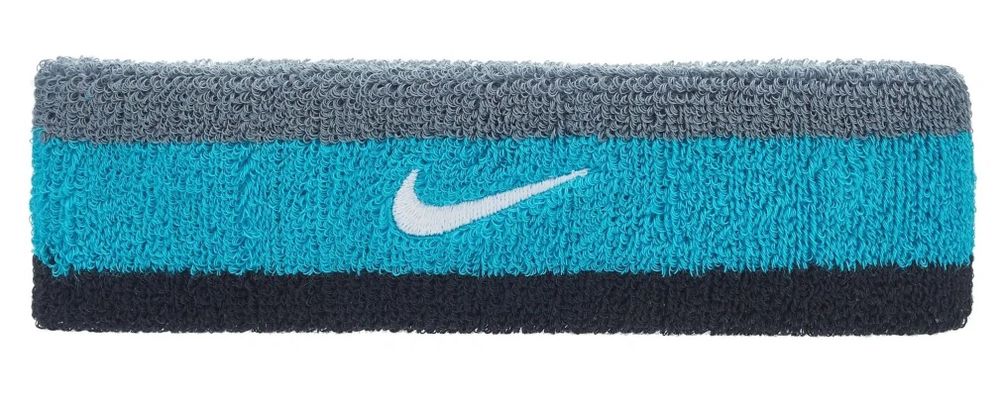 Повязка на голову теннисная Nike Swoosh Headband - cool grey/teal nebula/black