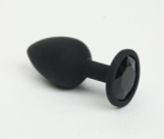 Черная анальная пробка с черным стразом - 7,6 см.