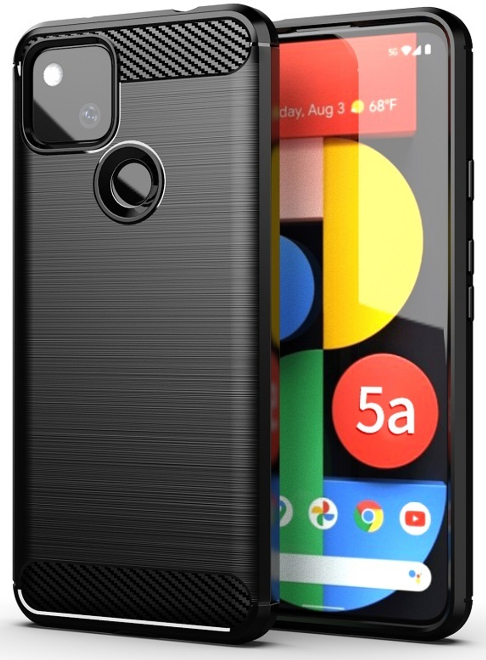 Черный чехол для смартфона Google Pixel 5a, серия Carbon от Caseport