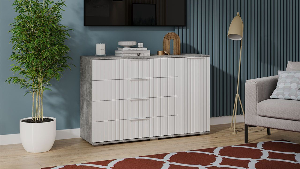 Комод для одежды с ящиками Дуб Крафт золотой/Графит матовый 4 ящика 92х41х84 см