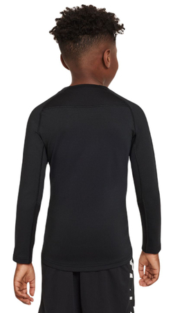 Футболка для мальчика теннисная Nike Pro Warm Long-Sleeve Top - black/white