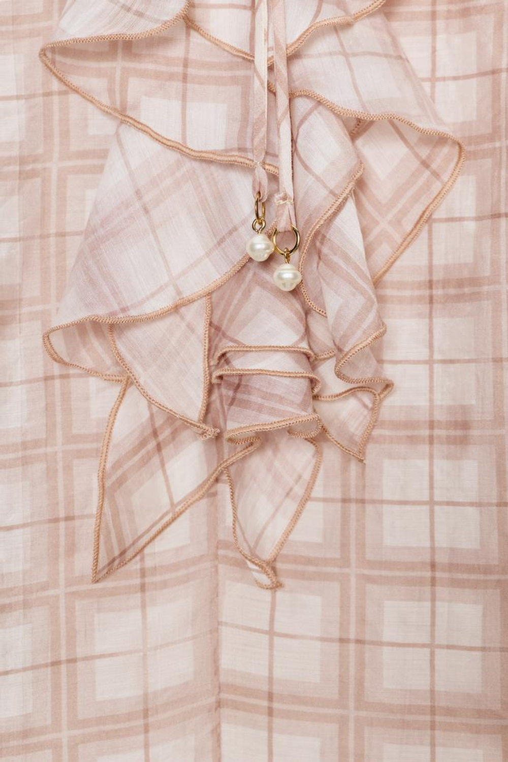 ZARA БЛУЗА В КЛЕТКУ С ВОЛАНАМИ, ОТТЕНКИ РОЗОВОГО