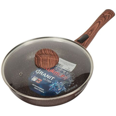 Сковорода алюминий, 26 см, антиприг, Kukmara, Granit Ultra, красн, сга263а, с крыш, съем руч
