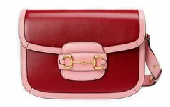 Маленькая сумка на плечо Gucci Horsebit 1955 розовый/темно-красный