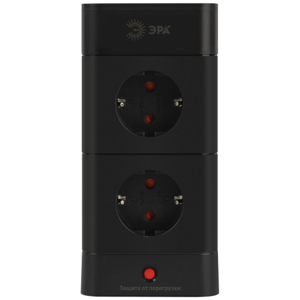 Сетевой фильтр ЭРА TWR-8es-1,5m-4USB-B башня с защитой заземлением с выключателем 8 розеток+4xUSBA+C 1,5м 16А черный