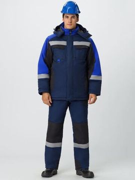 Костюм зимний "Фаворит-Мега" полукомбинезон (т.синий/черный/василек)