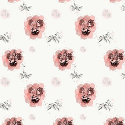 Розовые розы на белом фоне, скетч