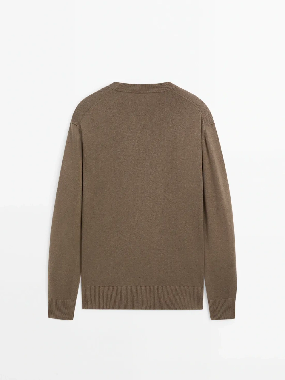 Massimo Dutti Шерстяной свитер с круглым вырезом, кофейный