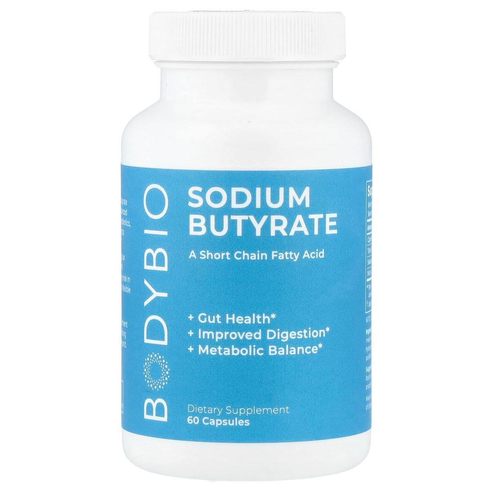 BodyBio, бутират натрия, 60 капсул