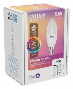 Лампа светодиодная с управлением через Wi-Fi Gauss Smart Home E14 5Вт 2700-6500K 1190112
