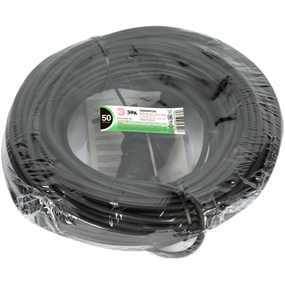 Удлинитель силовой ЭРА GREEN LINE BUH-KG-50m-2x2,5-IP44 в бухте 1 гнездо с крышкой 50м КГ 2x2.5мм2 IP44 | Силовые удлинители