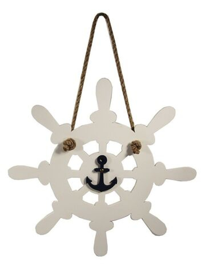 Декор дома и интерьера "Якорь с канатом", 33*29 см, синий