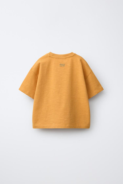 ZARA ФУТБОЛКА С НАДПИСЬЮ, ГОРЧИЧНЫЙ