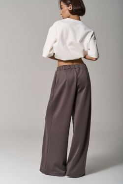 Брюки трикотажные wide leg коричневые