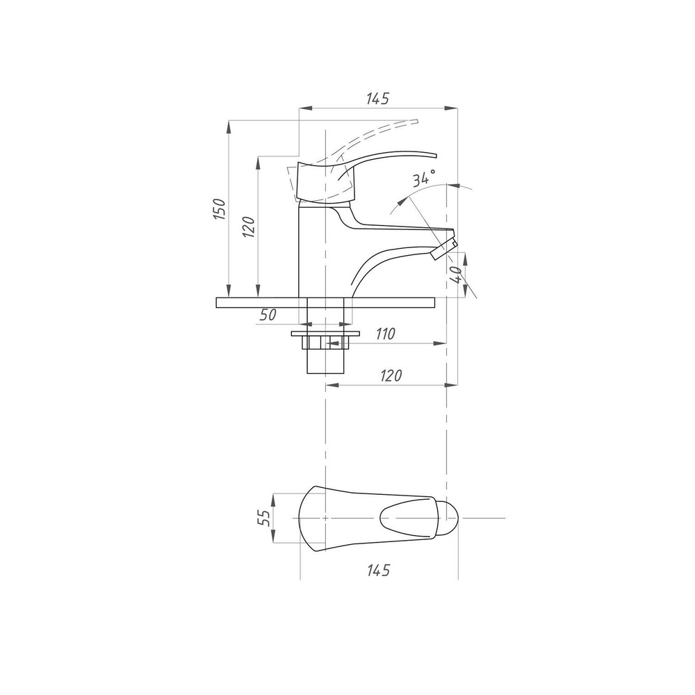 Смеситель для раковины 40к ПРОФСАН ПСМ-740-023 "ПЛЮС" литой, п/гайку, без подводки, ХРОМ
