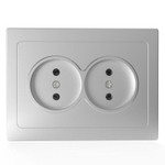 Розетка 2-м СП Pixel 16А IP20 без заземл. в сборе алюм. TOKOV ELECTRIC TKE-PX-R2F-C03