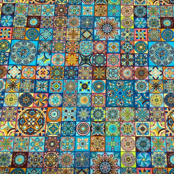МАРРАКЕШ ГОЛУБАЯ ЛАГУНА 100% хлопок Handmade Fabrics 1